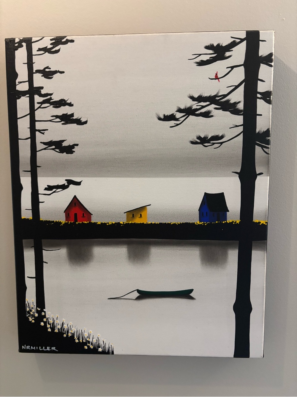 'Lakeside Cottages' Canvas Wall Art - Multicolor